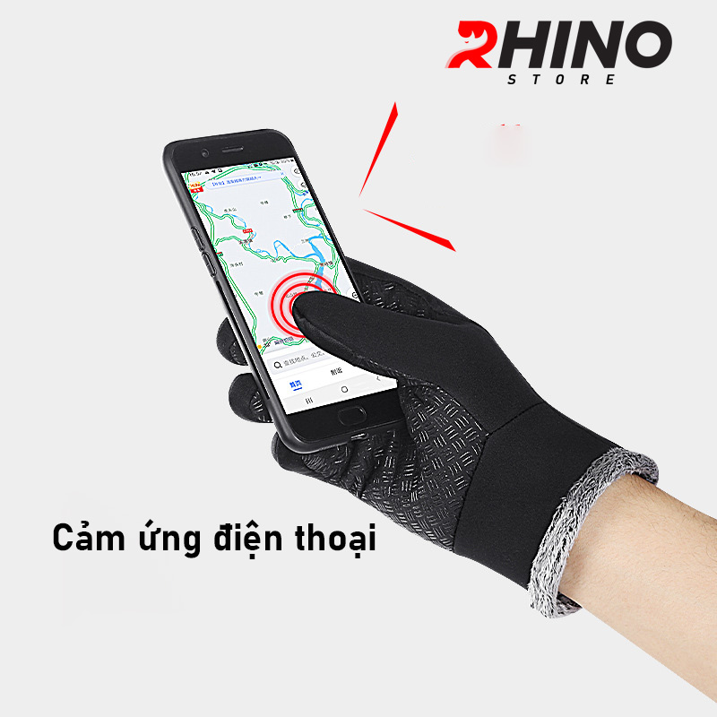 Găng tay giữ ấm mùa đông chống gió, kháng nước mưa Rhino G9012 Bao tay chống trượt đi xe máy, xe đạp lót nỉ cho nam nữ, bảo hộ đi phượt - Hàng chính hãng 