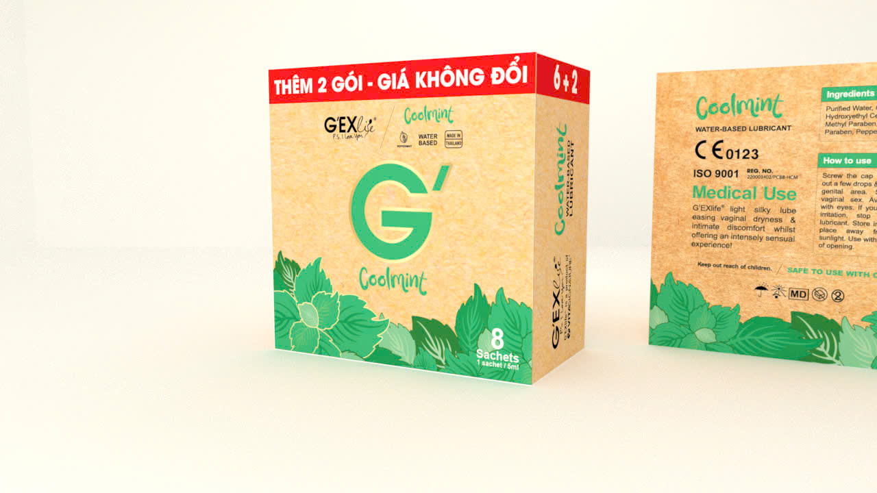 [Combo] 2 hộp 8 gói x 5ml - Gel bôi trơn G'EXlife Coolmint - Mùi bạc hà mát lạnh