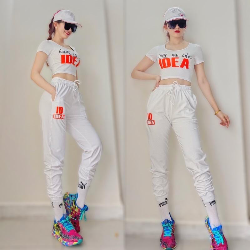 Set bộ áo croptop quần jogger nữ dã ngoại, leo núi,picnic, tập yoga, gym, nhảy aerobic kochan, đồng phục đội nhóm nữ