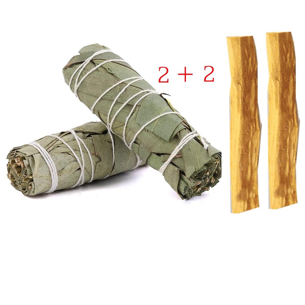 Combo THANH TẨY & BẢO VỆ gồm 2 thanh palo santo và 2 bó xô bảo vệ Bạch đàn