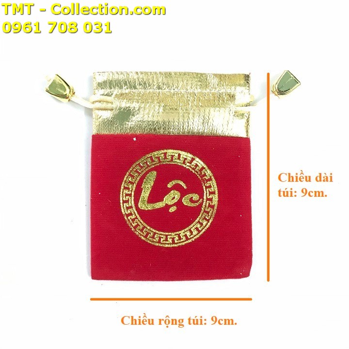 Combo Sỉ 100 Túi Gấm Nhung Chữ Lộc, kích thước: 9cmx7cm, màu đỏ - SP005125