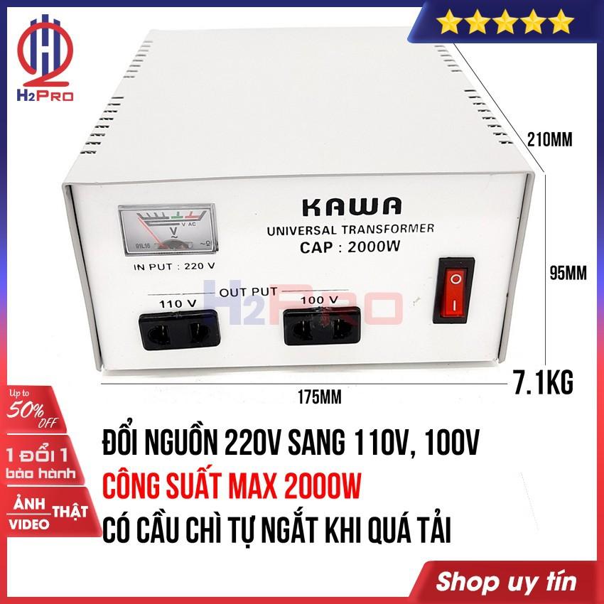 Bộ đổi nguồn 220V sang 110V-100V hoặc đổi nguồn 110V sang 220V KAWA H2Pro 2000W cao cấp, chất lượng cao-an toàn