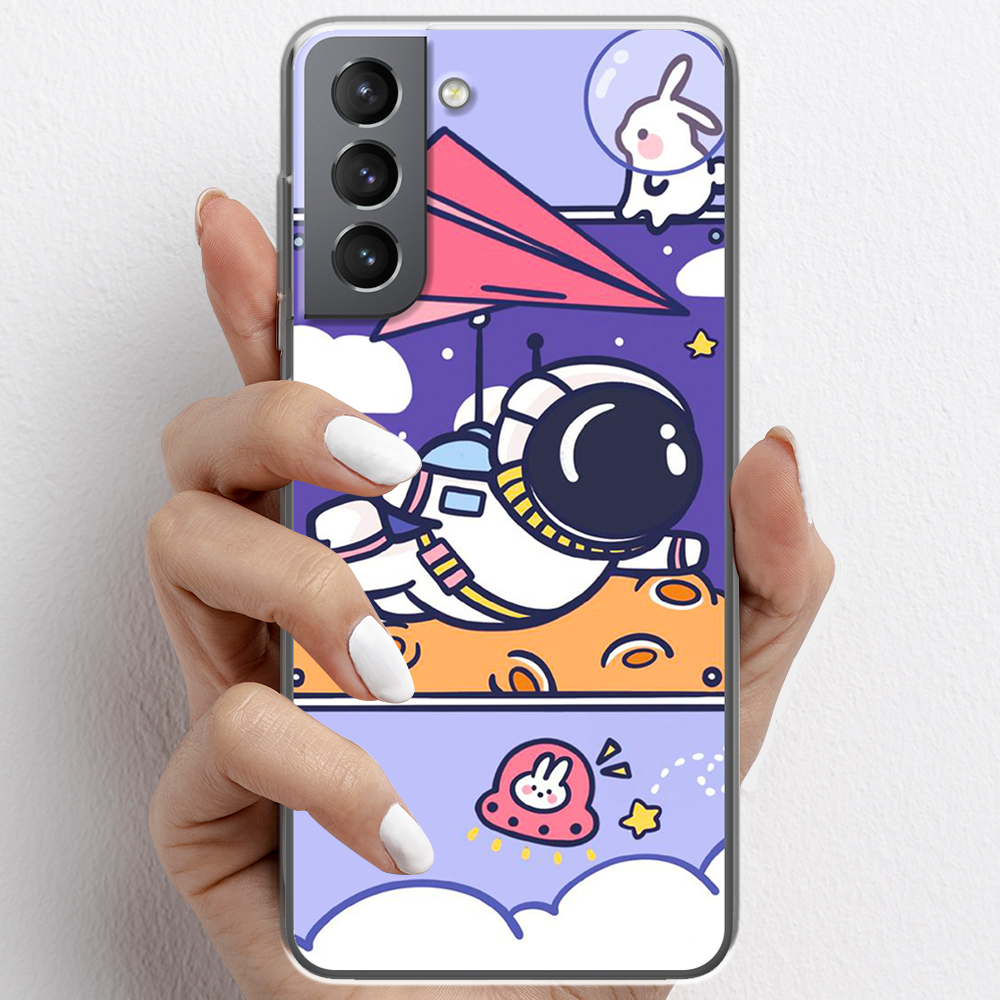 Ốp lưng cho Samsung Galaxy S21, S21+, Galaxy S21 FE nhựa TPU mẫu Phi hành gia tím