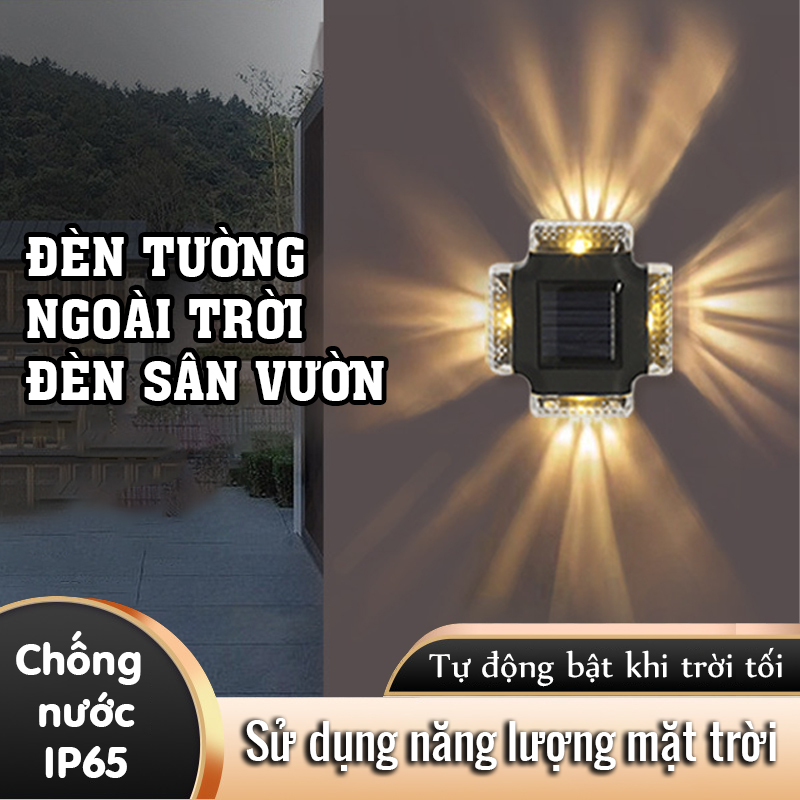 Đèn Tường Năng Lượng Mặt Trời Đèn Ngoài Trời tỏa 4 chiều, tiện lợi- K1515