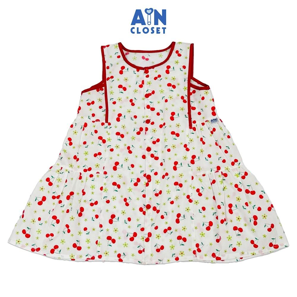 Đầm bé gái họa tiết Cherry Nhí Đỏ Suông cotton. - AICDBGZP1XIX - AIN Closet