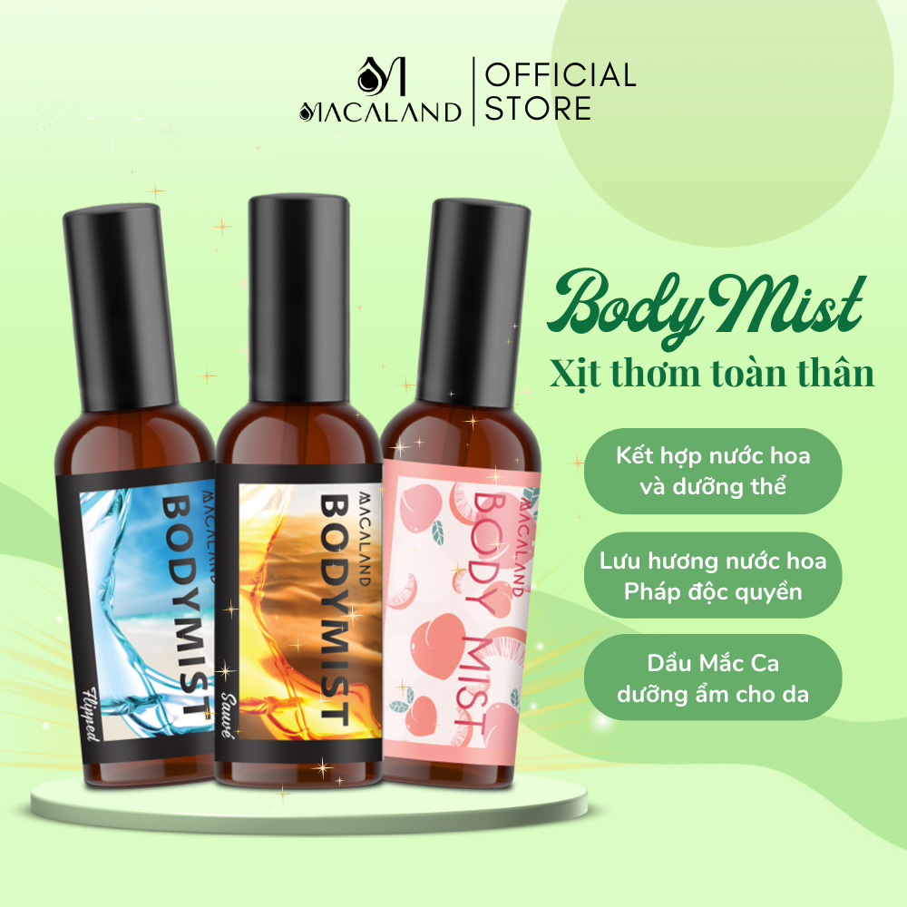 Body Mist xịt thơm body MACALAND hương nước hoa, dưỡng ẩm cho da