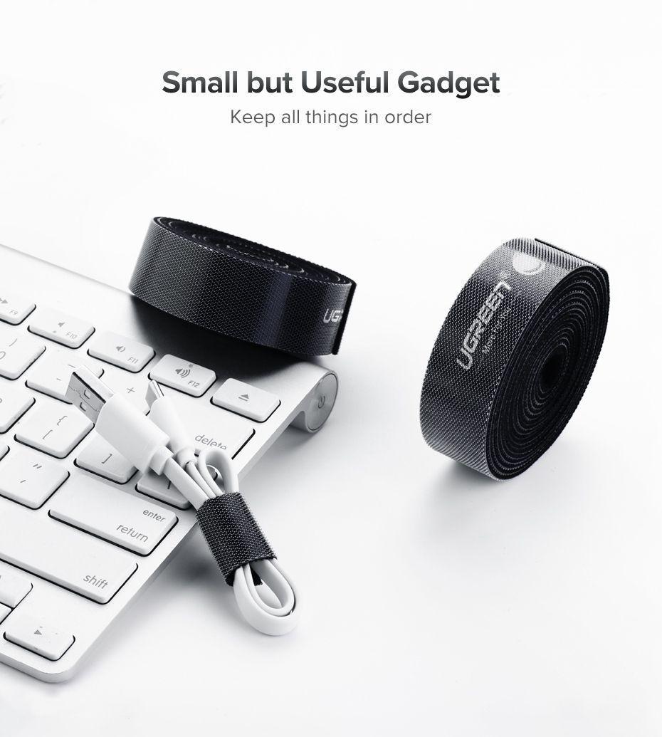 Ugreen UG60483LP124TK 0.5M cỡ 15mm băng dán Velcro màu đen ngang 1.5cm - HÀNG CHÍNH HÃNG