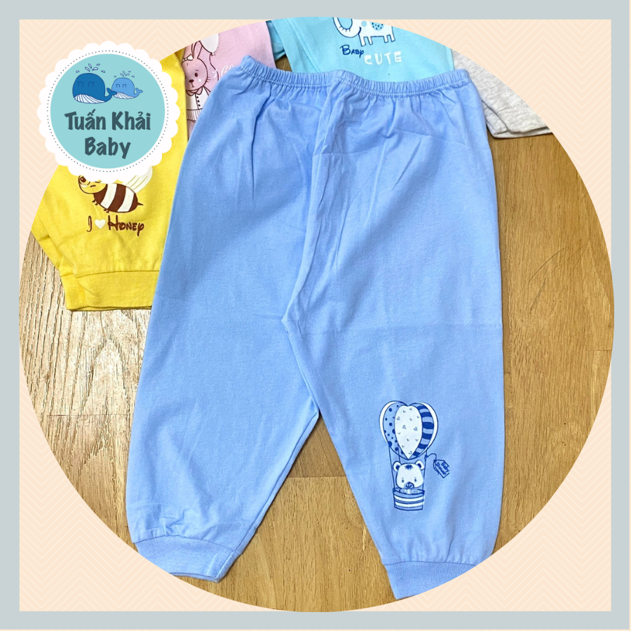 Combo 5 Quần Sơ Sinh cotton 100% Thái Hà Thịnh cho bé trai, bé gái - Quần Dài Màu size 1-5 cho bé sơ sinh -12kg