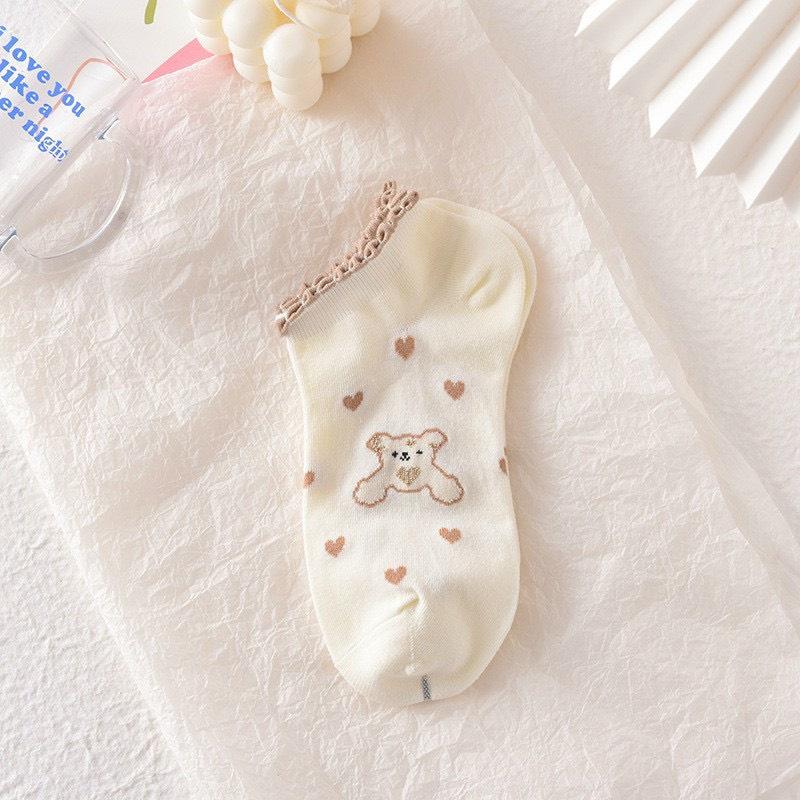 Tất cổ ngắn nữ, vớ nữ cổ bèo chất vải cotton co giãn bốn chiều thoáng khí