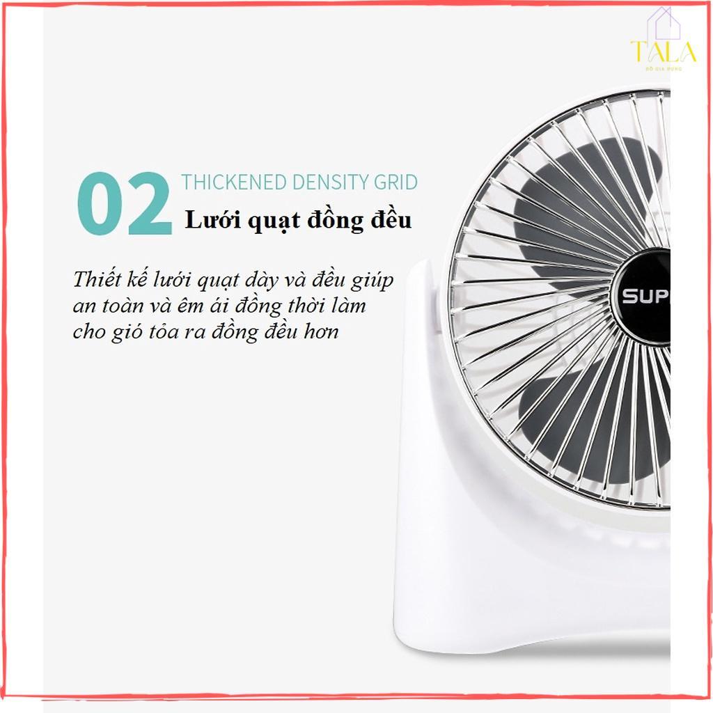 Quạt Để Bàn Tích Điện Super Fan Mini  - Công Suất Lớn, 3 Cấp Độ Gió Làm Mát Hiệu Quả - Có Thể Điều Chỉnh Hướng Gió