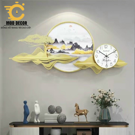 Đồng hồ treo tường tráng gương kim trôi cao cấp cho phòng khách đẹp 233