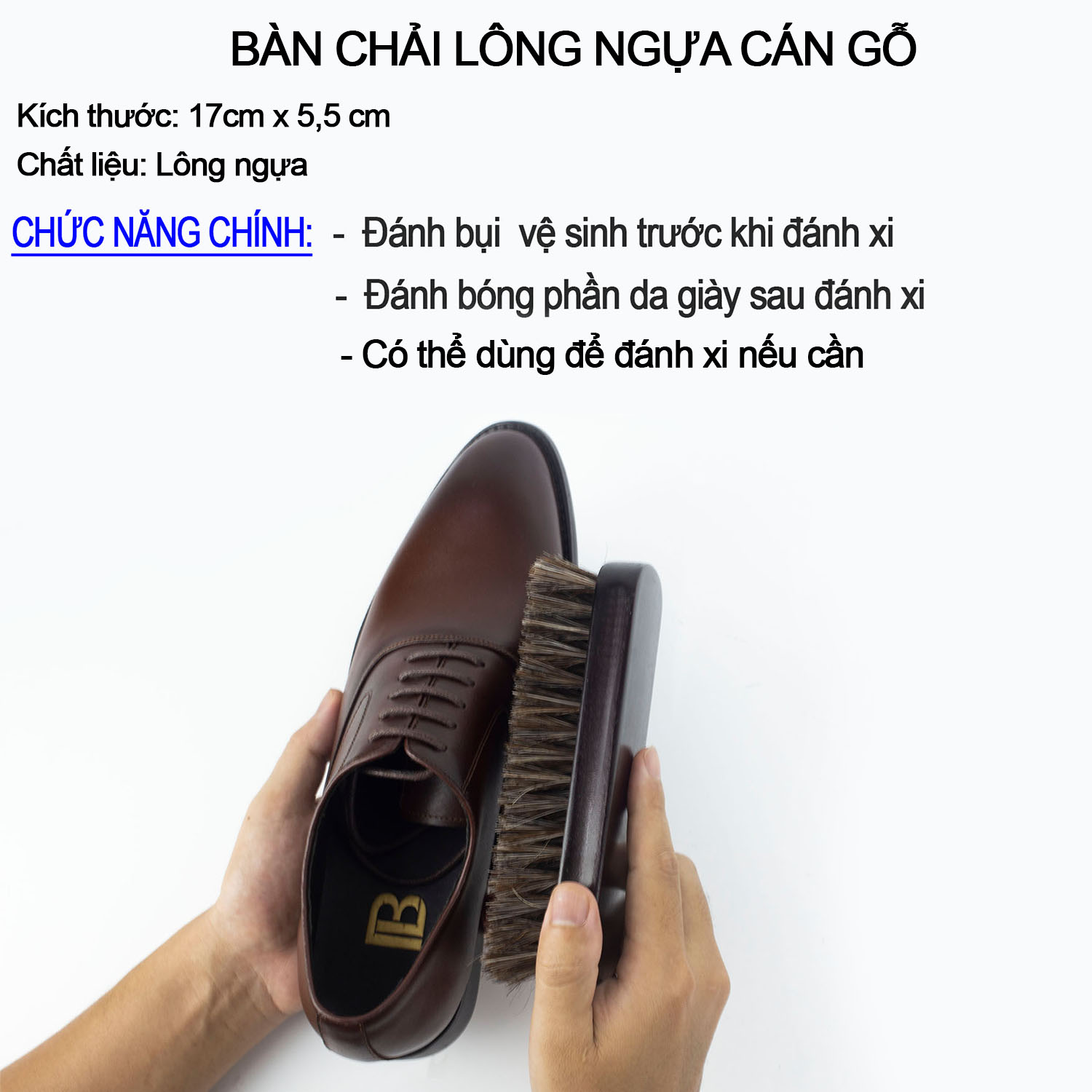 Bàn chải đánh giày lông ngựa P140 vệ sinh đánh bóng giày