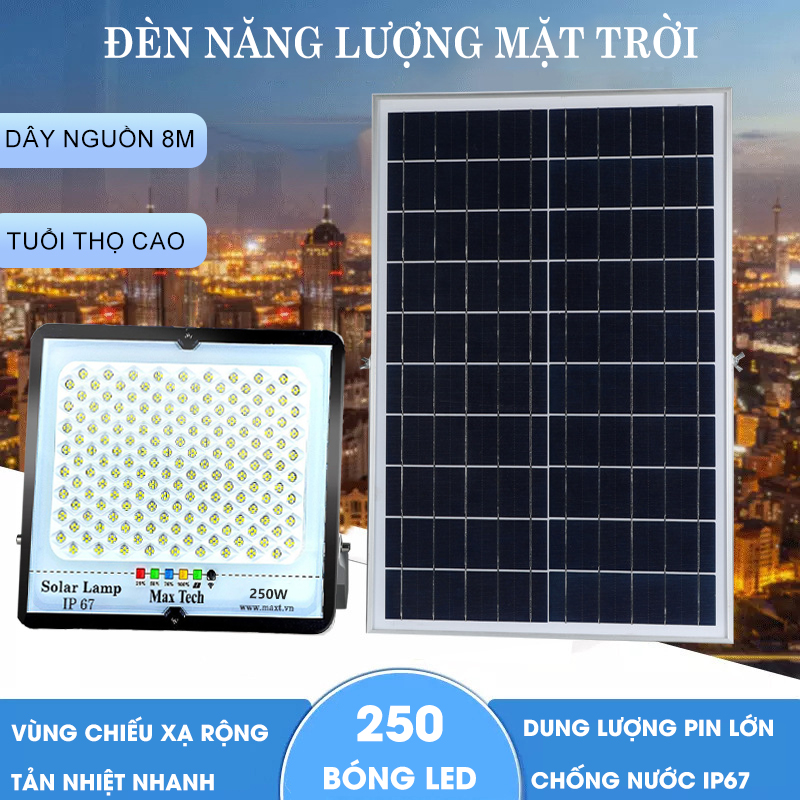 Đèn năng lượng mặt trời  MAXTECH bóng to 150w-200w-250w-300w- Đèn LED ngoài trời, Tuổi thọ cao - D1370