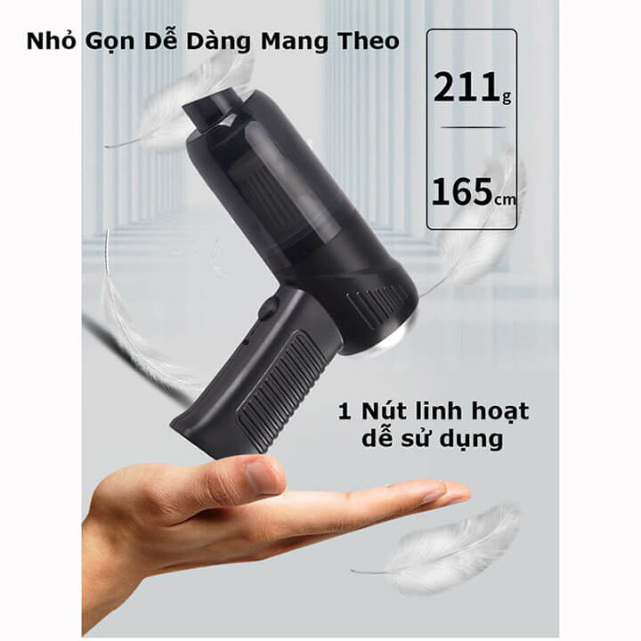 Máy hút bụi cầm tay mini không dây đa năng Vacuum Cleaner, máy hút bụi ô tô, giường nệm, máy hút lông chó mèo 120W 9000Pa LT-008