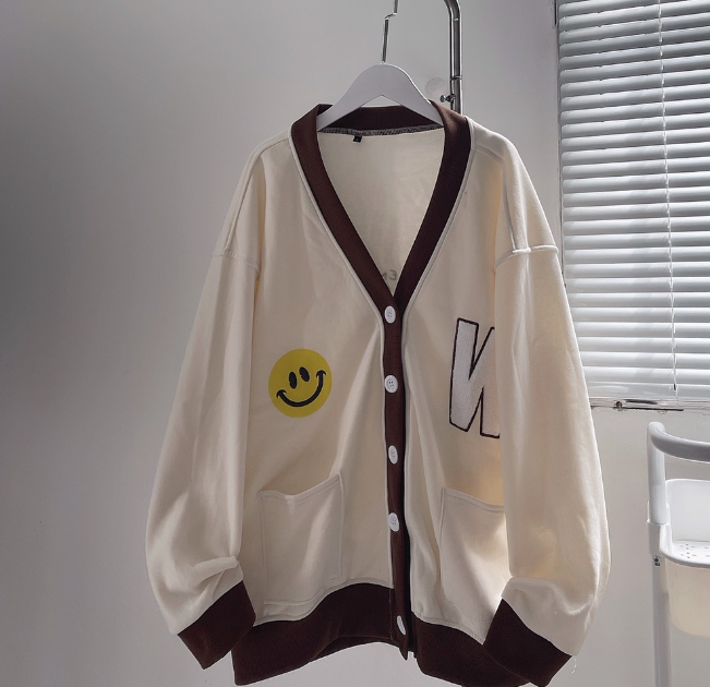 Áo Khoác Cardigan W Xanh Mặt Cười Ulzzang, Áo khoác CARDIGAN nỉ thêu xù W màu xanh viền trắng form rộng nam nữ unisex ulzzang, Áo khoác CARDIGAN nỉ W màu xanh viền form rộng unisex nam nữ