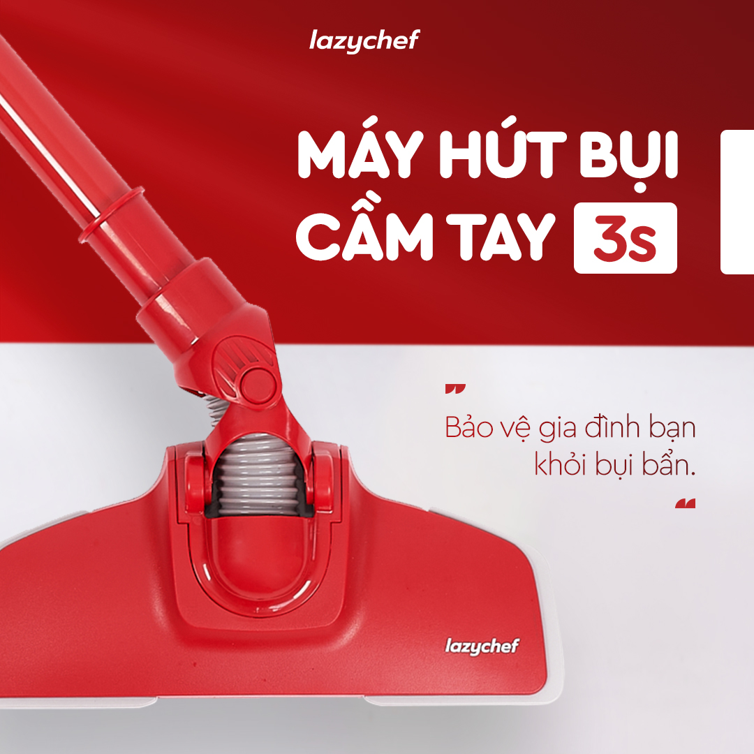 Máy Hút Bụi Cầm Tay 3S Lazychef Thế Hệ Mới, Lực Hút Mạnh - 2 Đầu Hút Chuyên Dụng - Mini Siêu Gọn Nhẹ 1.1kg - 3 Chi Tiết - Hàng chính hãng