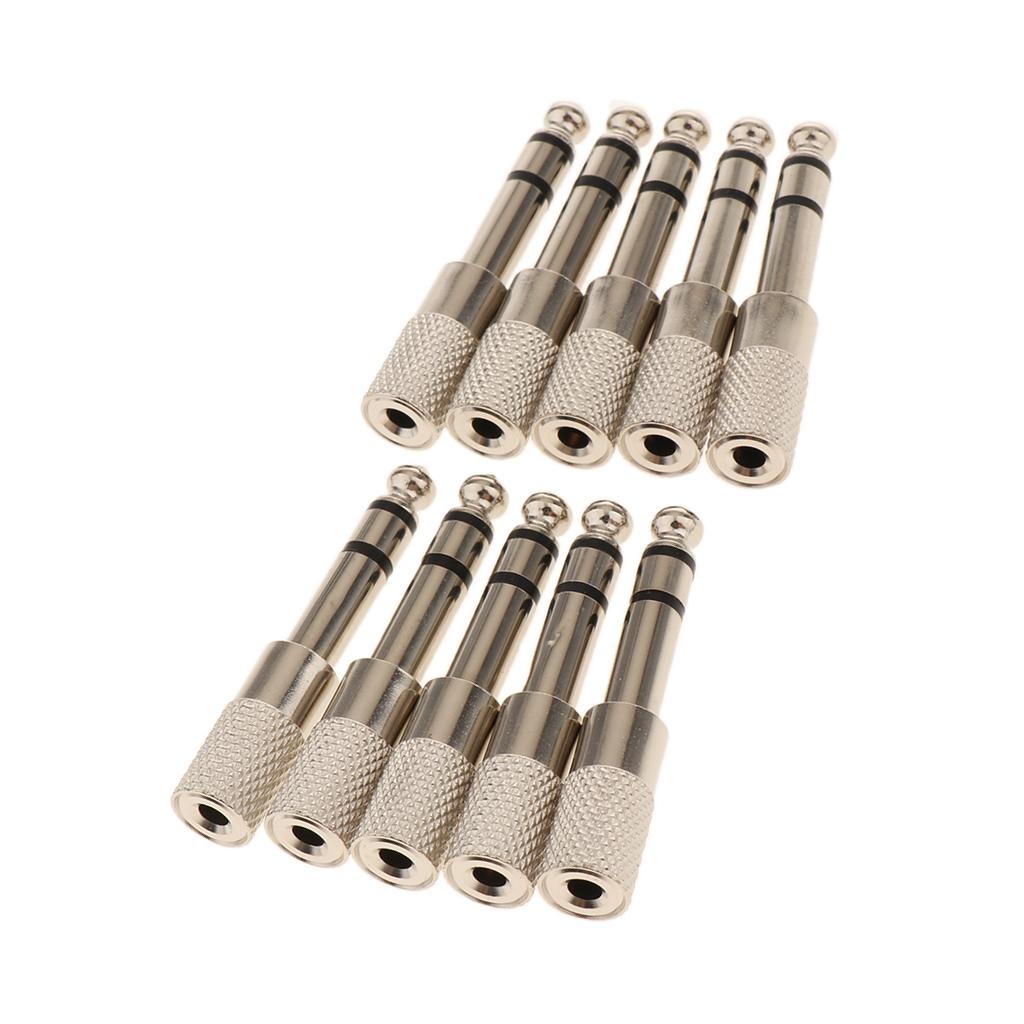 10 Pieces 6.5mm Male to 3.5mm Female Stereo Audio Headphone Jack Adapter