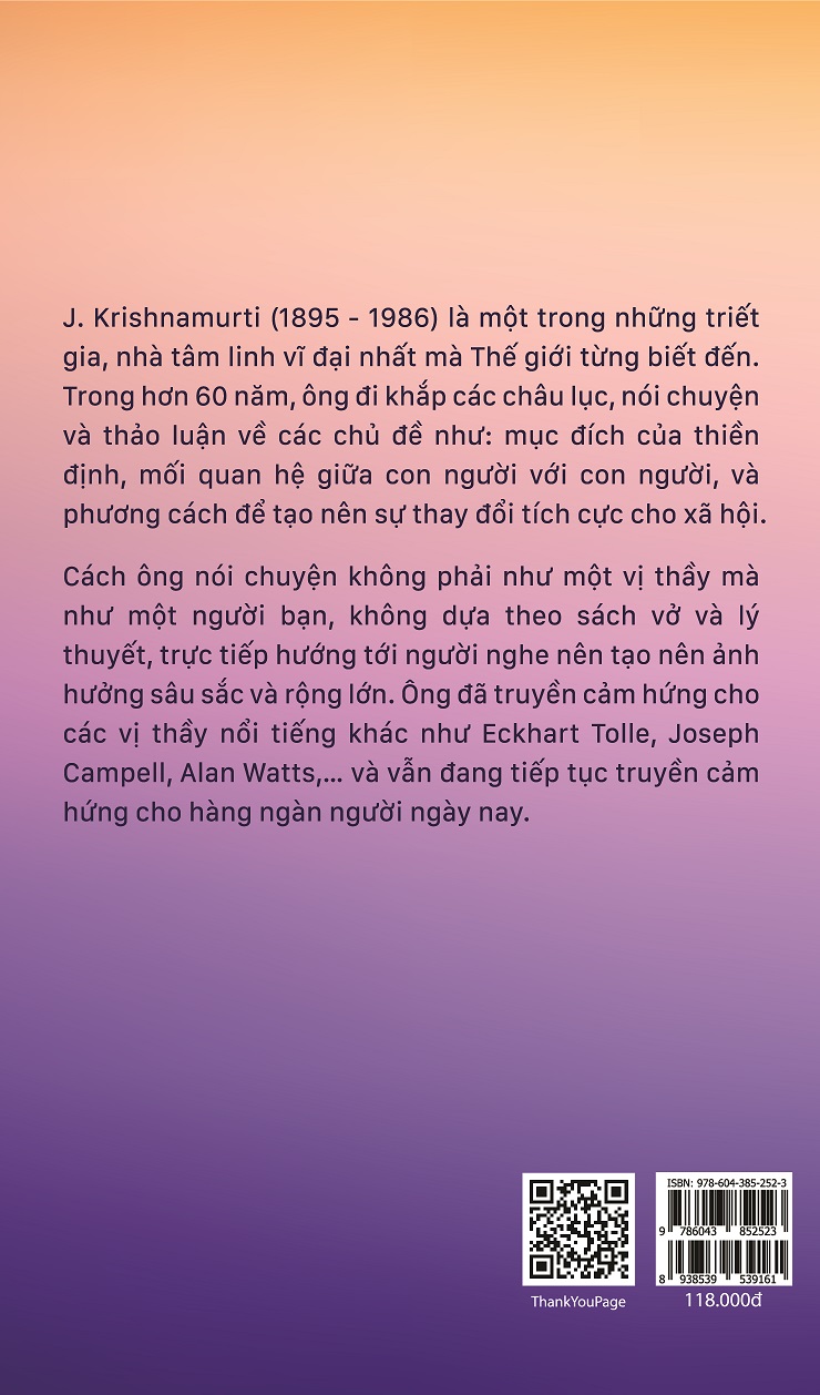 Combo Sách Krishnamurti Thực Tại Hiện Tiền và Du Hành Vào Cõi Toàn Thức