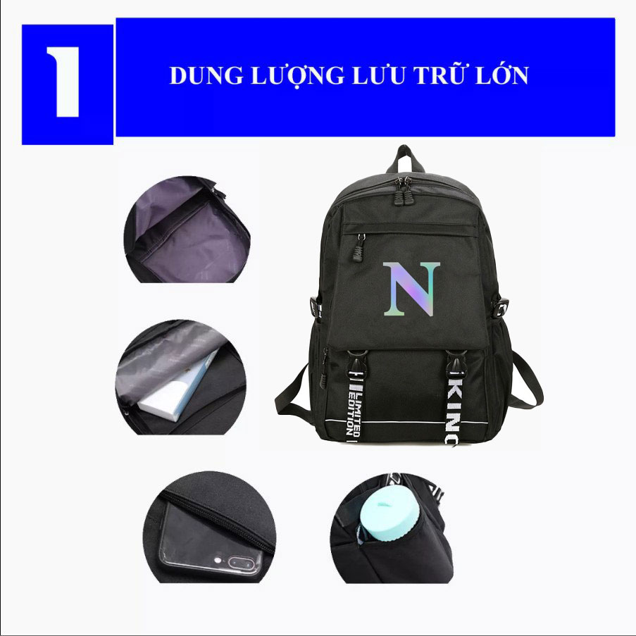 Balo Nam Nữ Thời Trang Ullzzang Logo Phát Sáng Đựng Laptop , Đi Học Đi Chơi Chất Liệu Tốt Chống Nước
