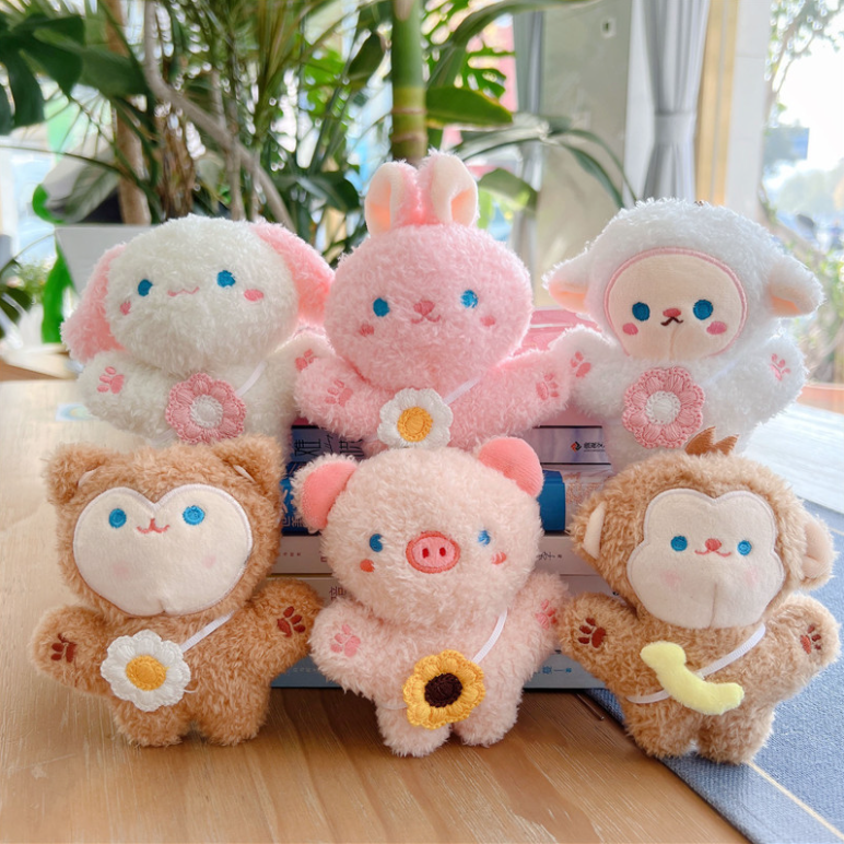Gấu bông mini treo móc khóa xe, làm quà tặng xinh dễ thương giá rẻ hình heo thỏ khỉ cute