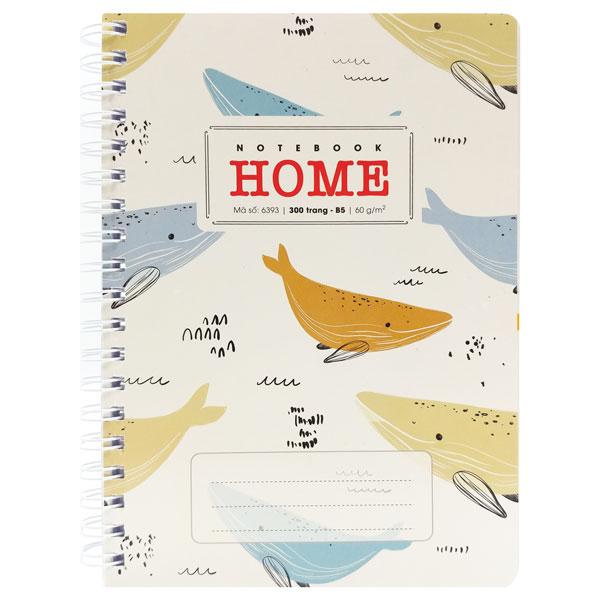 Sổ Lò Xo B5 Kẻ Ngang 300 Trang 60gsm Home - Hải Tiến 6393 - Hình Cá Voi