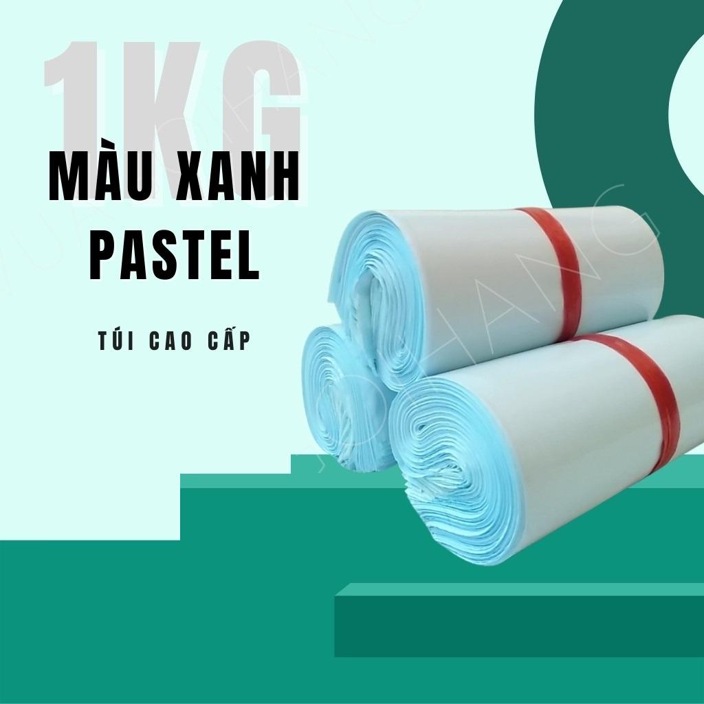 Túi gói hàng niêm phong màu Xanh Pastel cuộn 1kg PE nguyên chất nhiều size