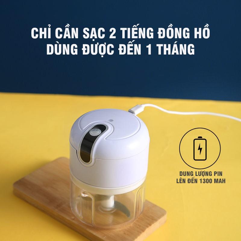 Máy Xay Đa Năng Sạc Pin Usb Dung Tích 100ml Băm Cắt Siêu Mạnh Mini Cầm Tay Tiện Lợi