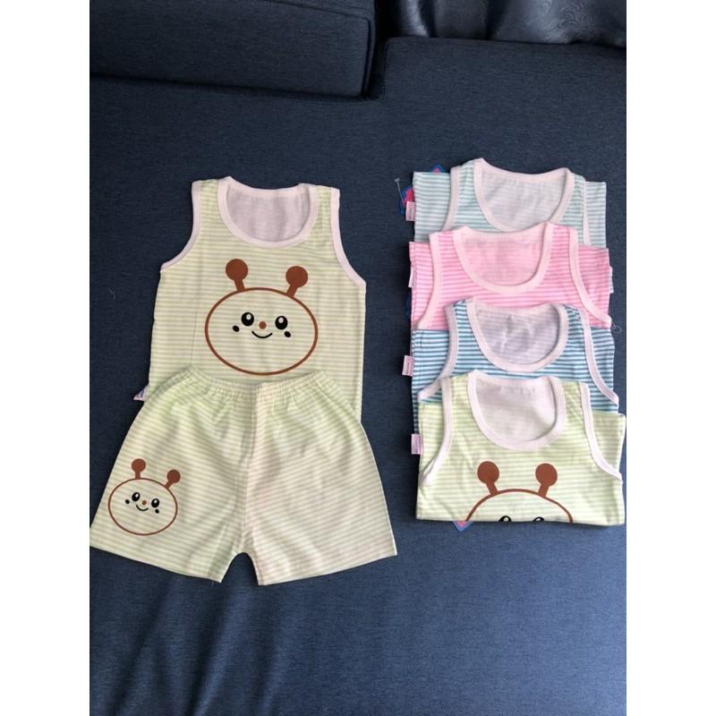 Đồ bộ ba lỗ bé gái và bé trai/ bộ hoạ tiết in sọc dễ thương 100% cotton