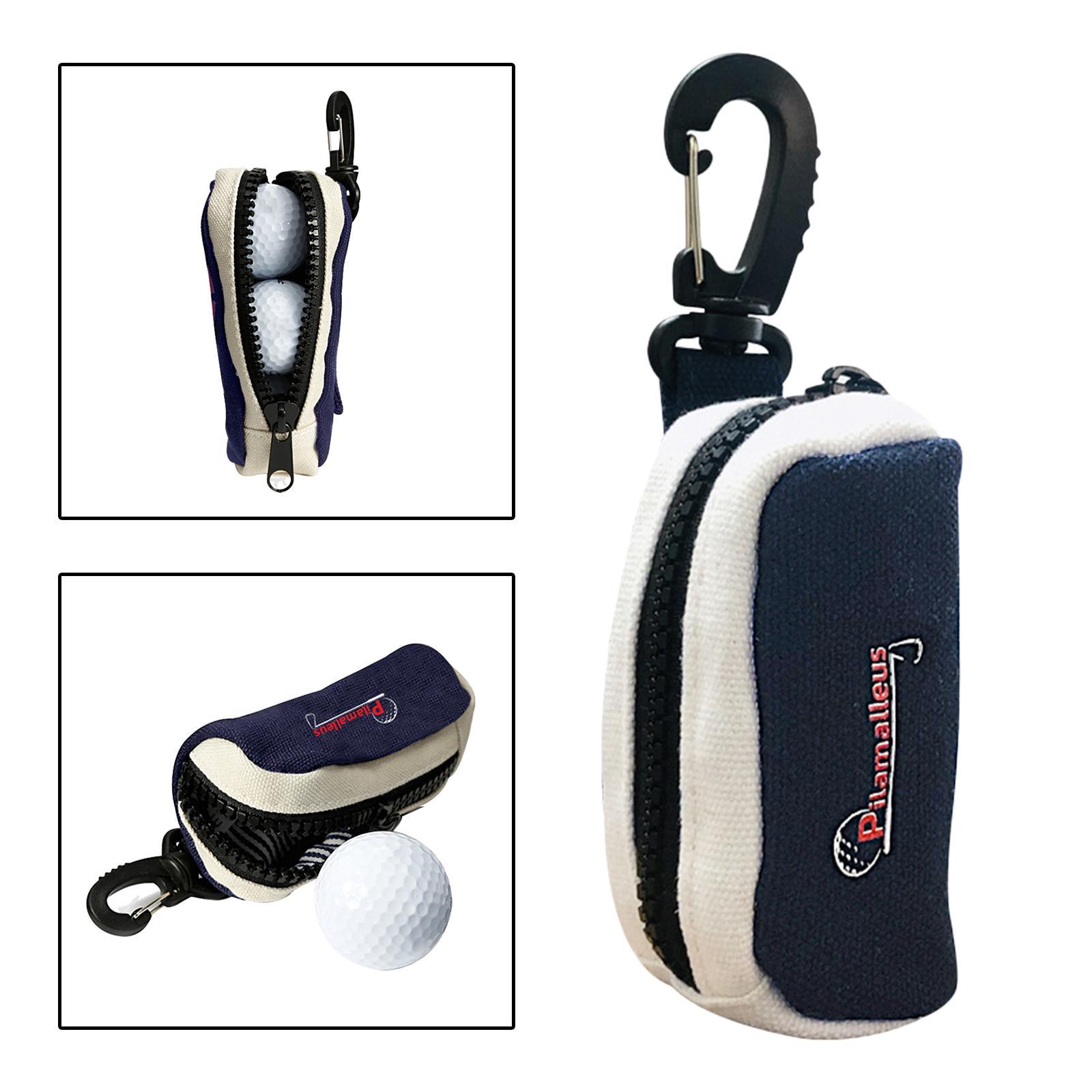 2x Professional Golf Ball Bag Pouch with Zipper Accessories Outdoor  Pocket Carrying Organizer
