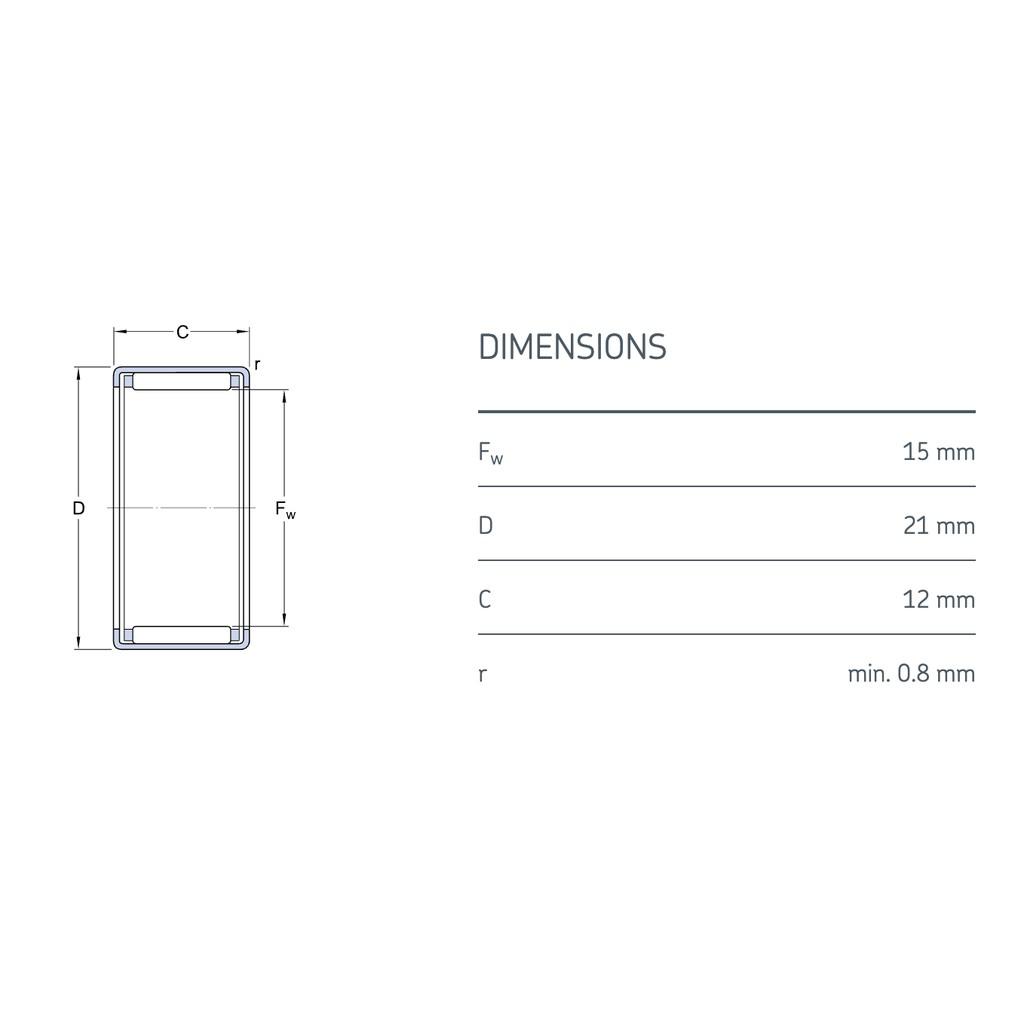 SKF HK 1512 Vòng bi bạc đạn Kim chính hãng