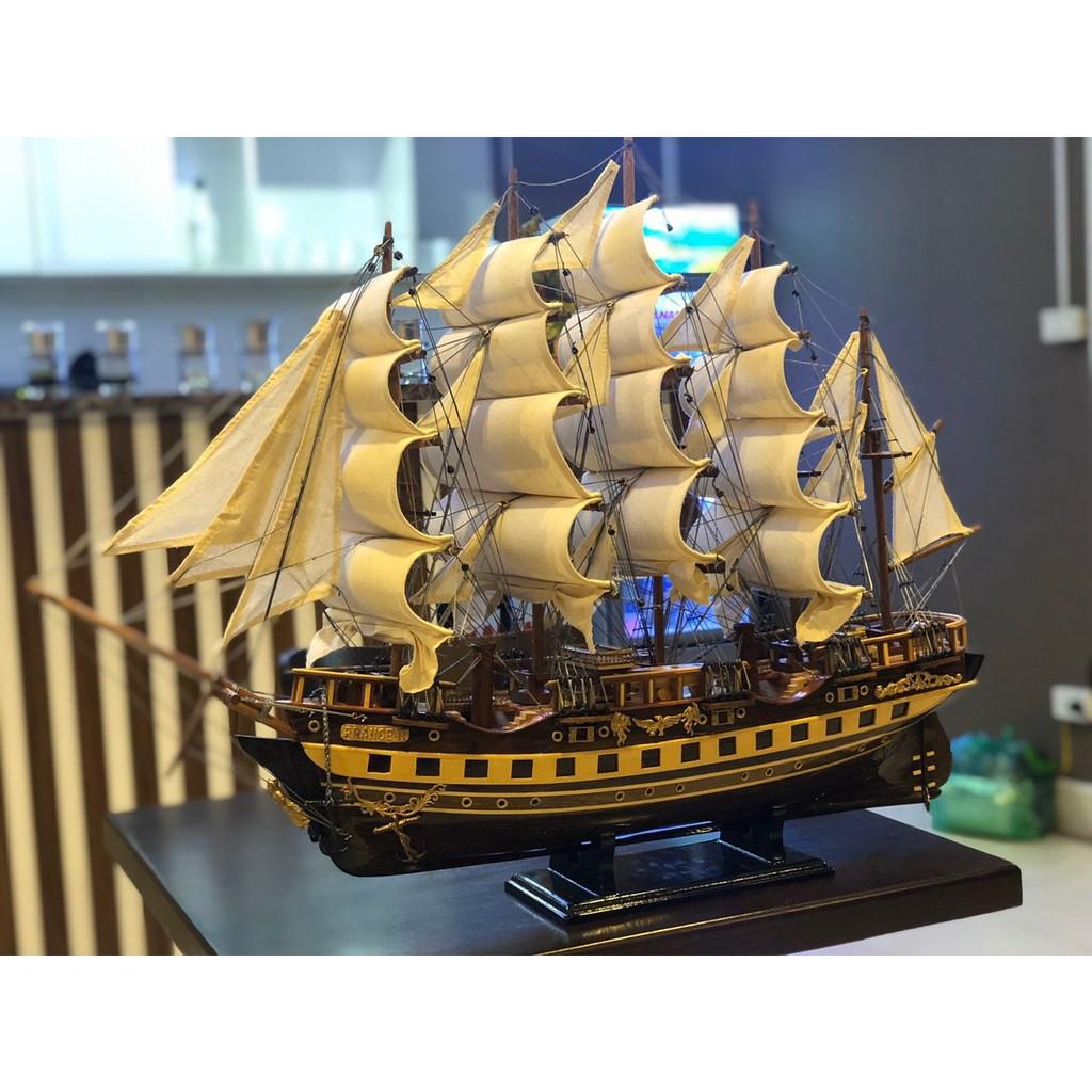 Mô hình thuyền gỗ trang trí - Thuyền gỗ FRANCE của Pháp - Dài 79cm - Gỗ Muồng Đen