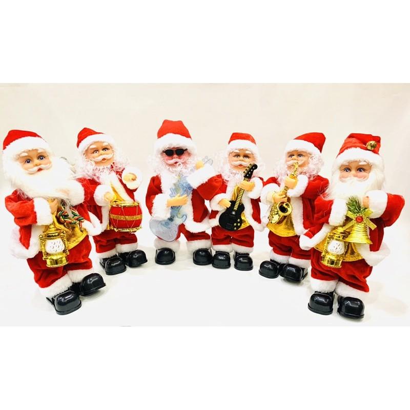 Đồ chơi ông già Noel đứng đánh đàn guita đeo mắt kính quà tặng - trang trí noel - giáng sinh