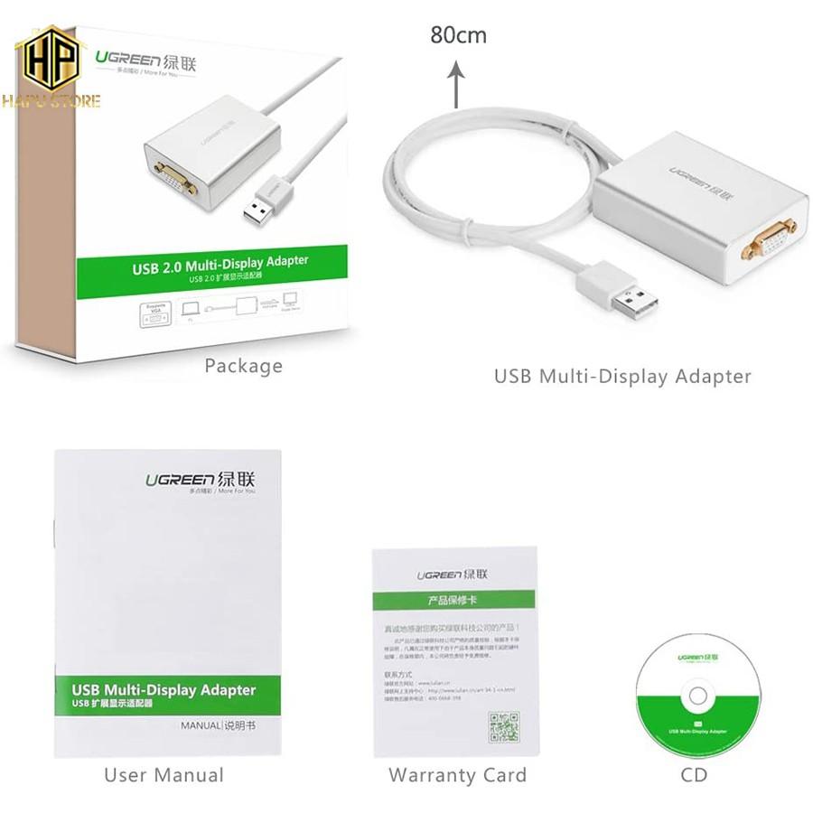 Cáp chuyển đổi USB to VGA Ugreen 40244 độ phân giải Full HD chính hãng - Hàng Chính Hãng