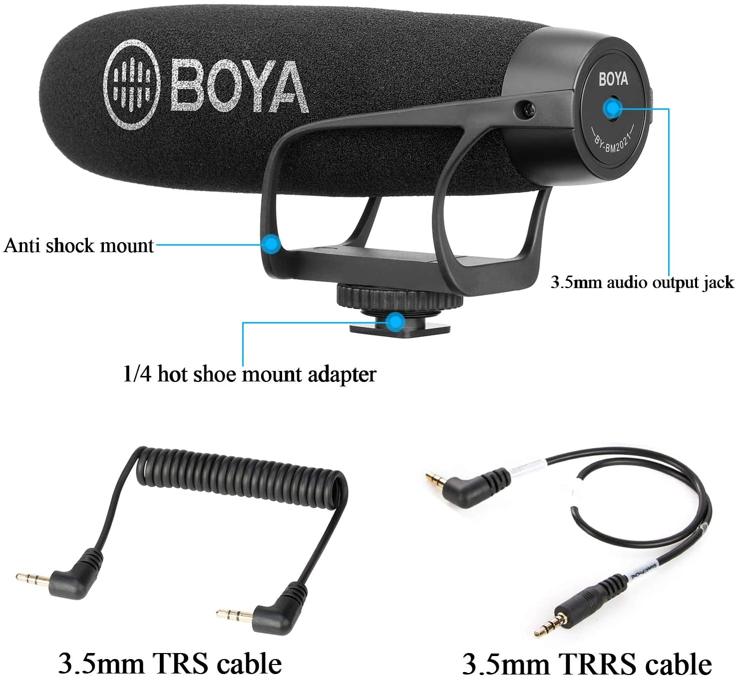 BOYA BY-BM2021, Micro Thu Âm Định Hướng Cổng 3.5mm Dùng Cho Điện Thoại &amp; Máy Ảnh DSLR - Hàng Chính Hãng