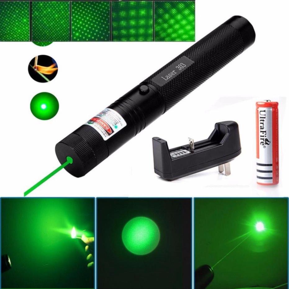 Đèn laser - bút laze lazer 303 tia xanh đỏ cực sáng công suất lớn chiếu xa 3km Tặng kèm Pin sạc bao gồm bộ sạc