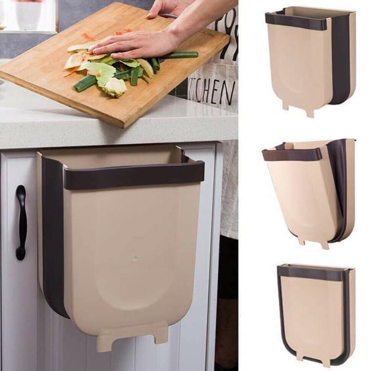 Thùng rác gấp gọn thông minh treo cửa tủ nhà bếp, thùng rác gấp gọn cài cánh cửa tiện lợi sang trọng