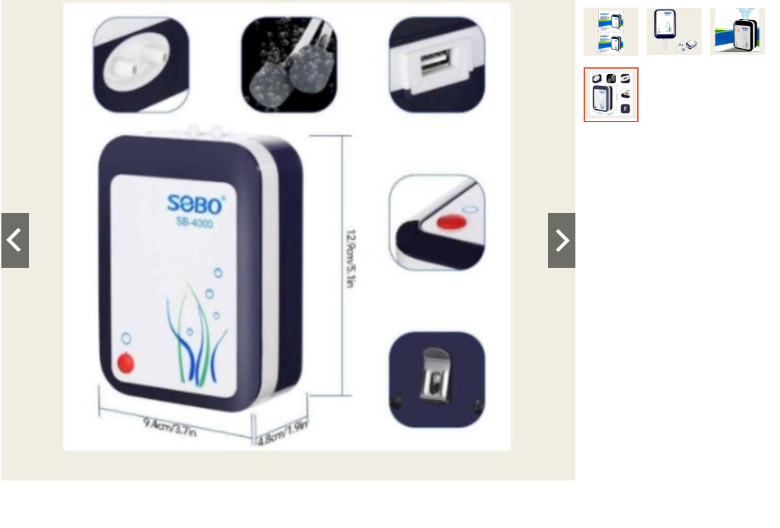 Máy sủi tích điện Sobo SB-3000, Sobo SB-4000 kèm dây sủi + quả sủi, máy sủi cho hồ cá cảnh