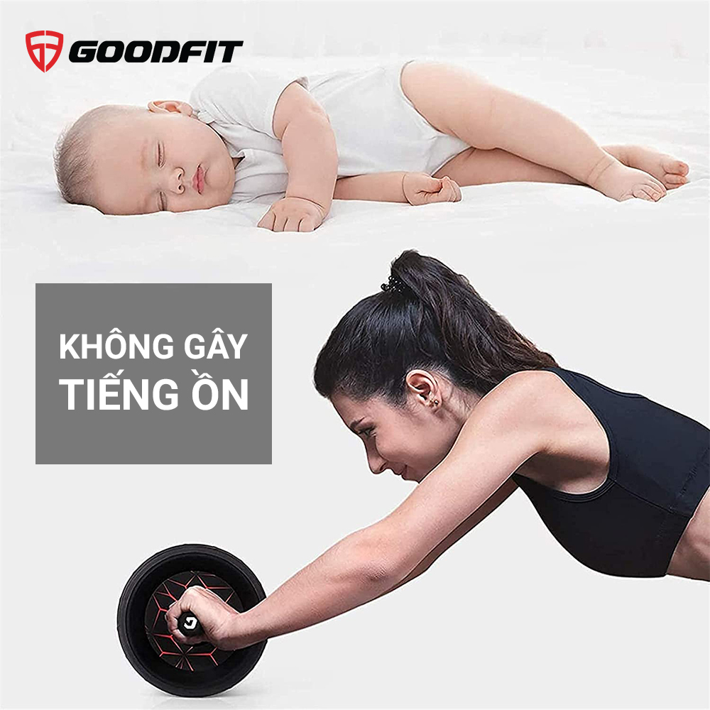 Con lăn tập bụng, con lăn tập cơ bụng 3 bánh GoodFit chống trượt, chịu tải 200kg tập luyện tại nhà Goodfit GF603AB