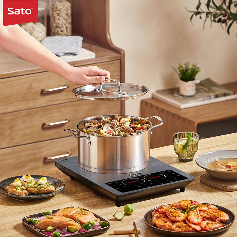 Bếp từ đơn SATO BT025 - Mặt kính cường lực cao cấp chống xước, chịu nhiệt lên tới 750 °C độ bền cao và an toàn tuyệt đối - Miễn phí vận chuyển toàn quốc - Hàng chính hãng