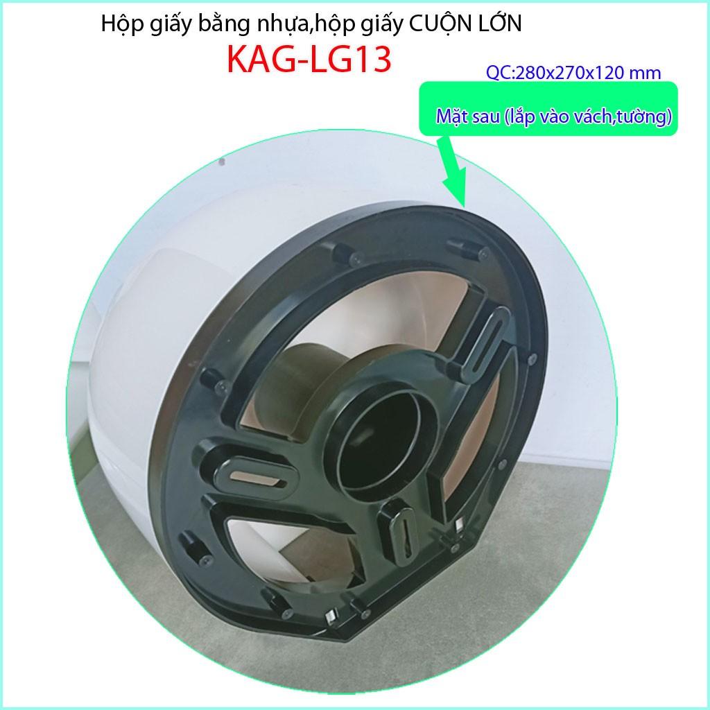 Hộp đựng giấy cuộn lớn KAG-LG13 màu trắng, hộp giấy vệ sinh Roto nhựa trắng tinh sử dụng tốt không lo gỉ séc