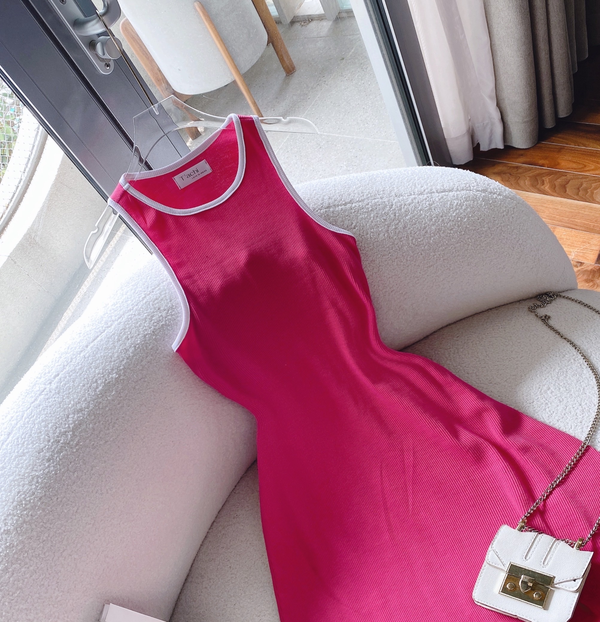 ĐẦM THUN SUÔNG ÔM BODY SÁT NÁCH 3 LỖ DÀI MIDI HỒNG BARBIE TRƠN HAI DÂY MAXI ĐI BIỂN DẠO PHỐ DỰ TIỆC