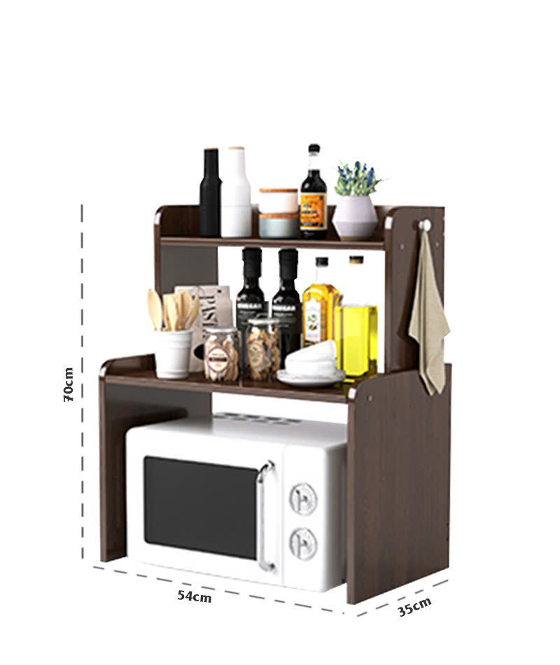 Kệ lò vi sóng 2 tầng kết hợp kệ gia vị chất liệu gỗ chống nước chống bám bẩn - GP186