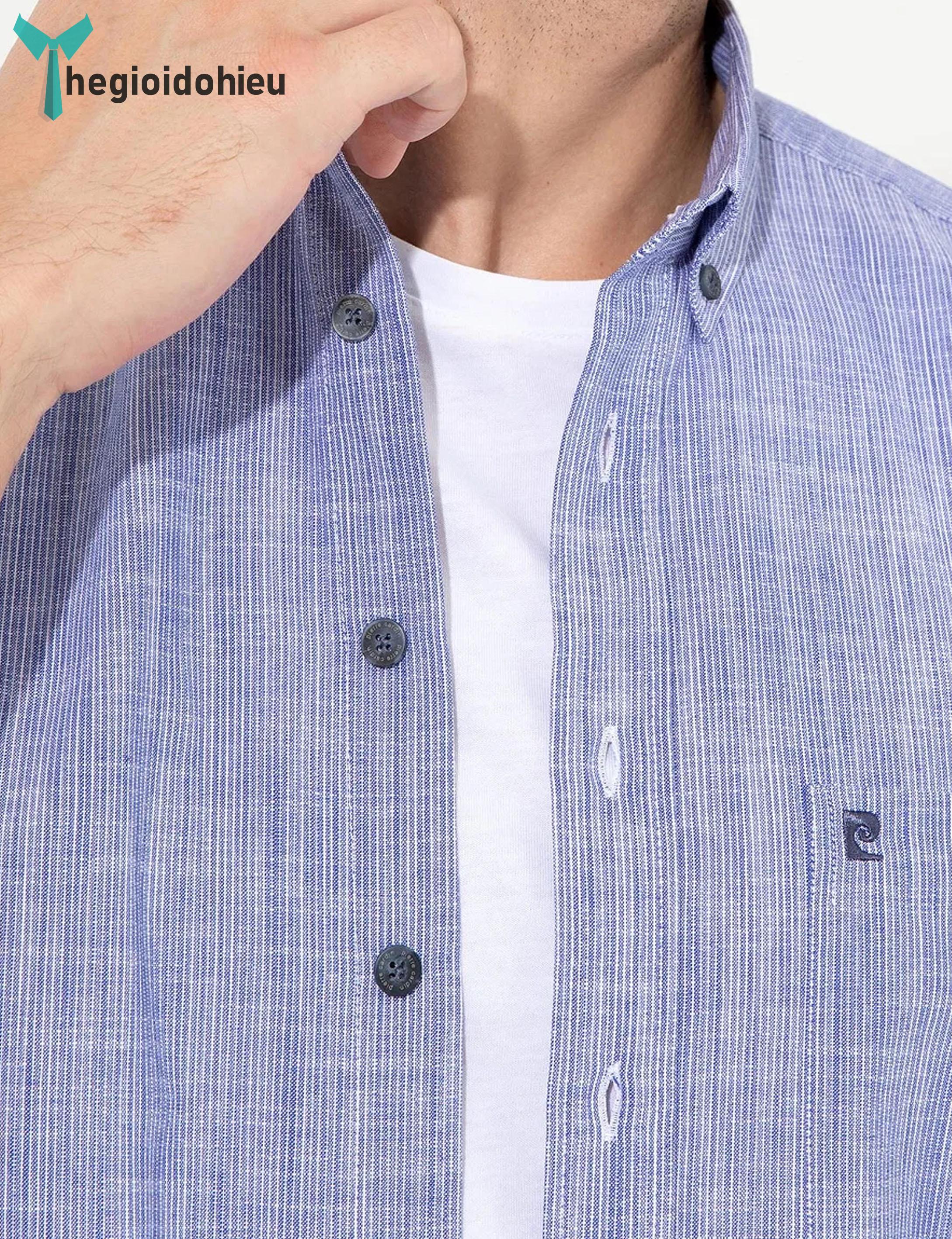 Áo sơ mi nam dài tay Pierre Cadin PCLShirt158 (Xanh dương sọc) - Hàng nhập khẩu - Có túi - Xanh dương sọc