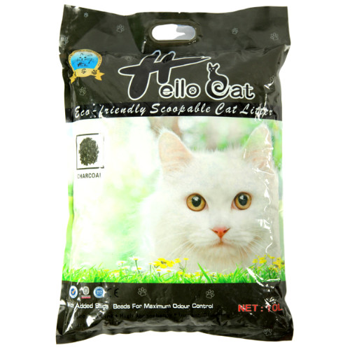 Cát Vệ Sinh Mèo - Hello Cat Charcoal 10L (Không Mùi, Than Hoạt Tính)