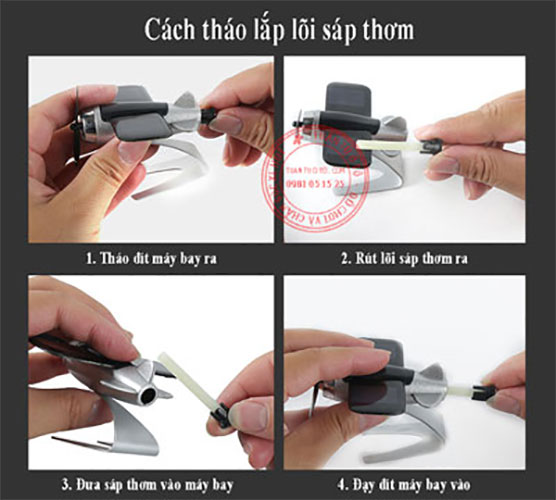 Sáp thơm ô tô mô hình máy bay quay bằng năng lượng mặt trời