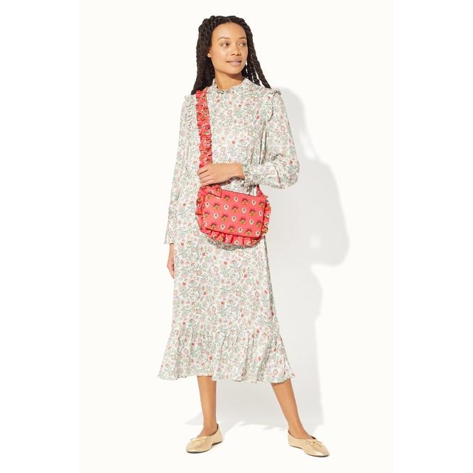 Cath Kidston - Túi đeo chéo/Organic Cotton Ruffle Cross Body - Stamp Paisley - Pink