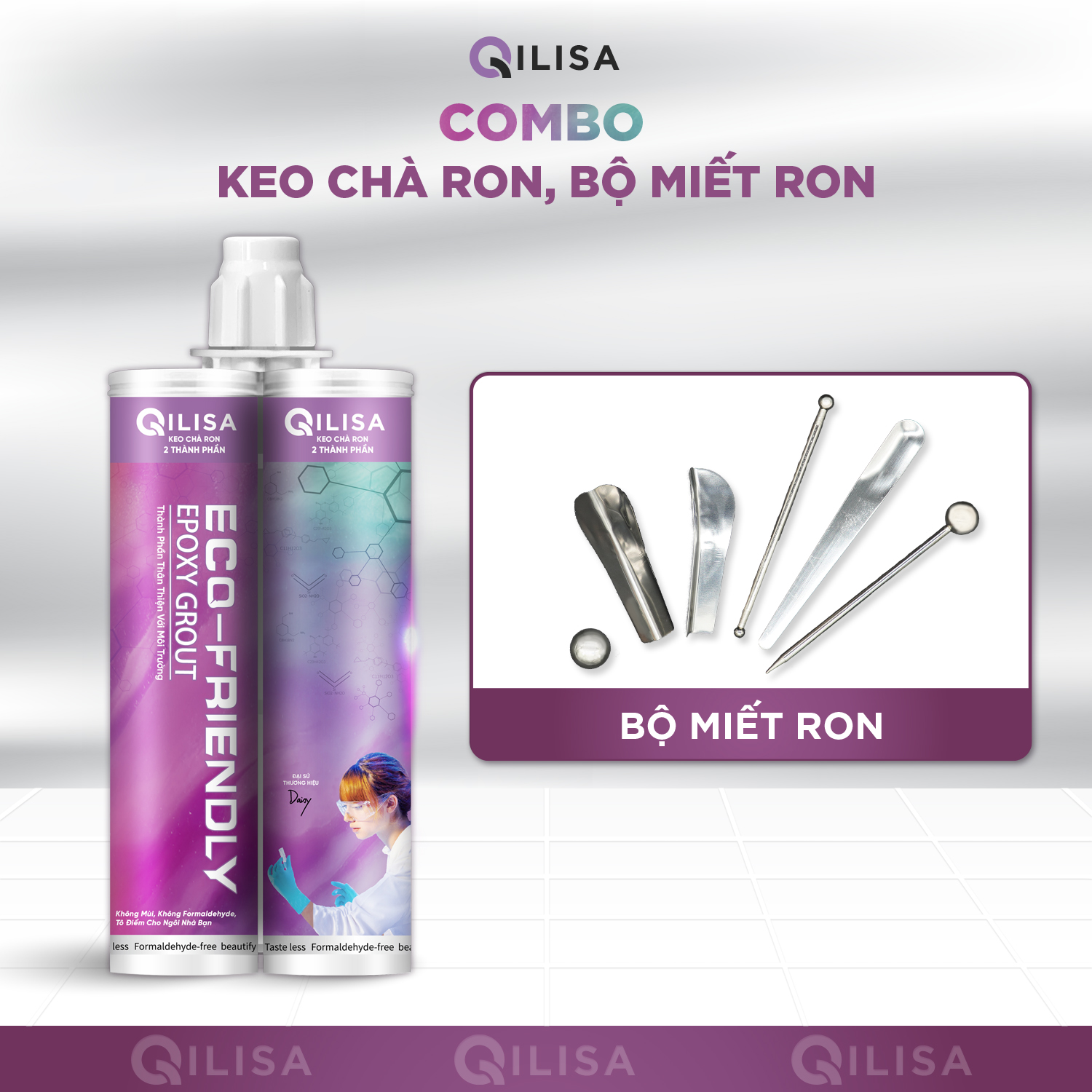 Combo Keo Chà Ron Qilisa và Bộ Miết Ron Gạch Keo Chà Ron QILISA