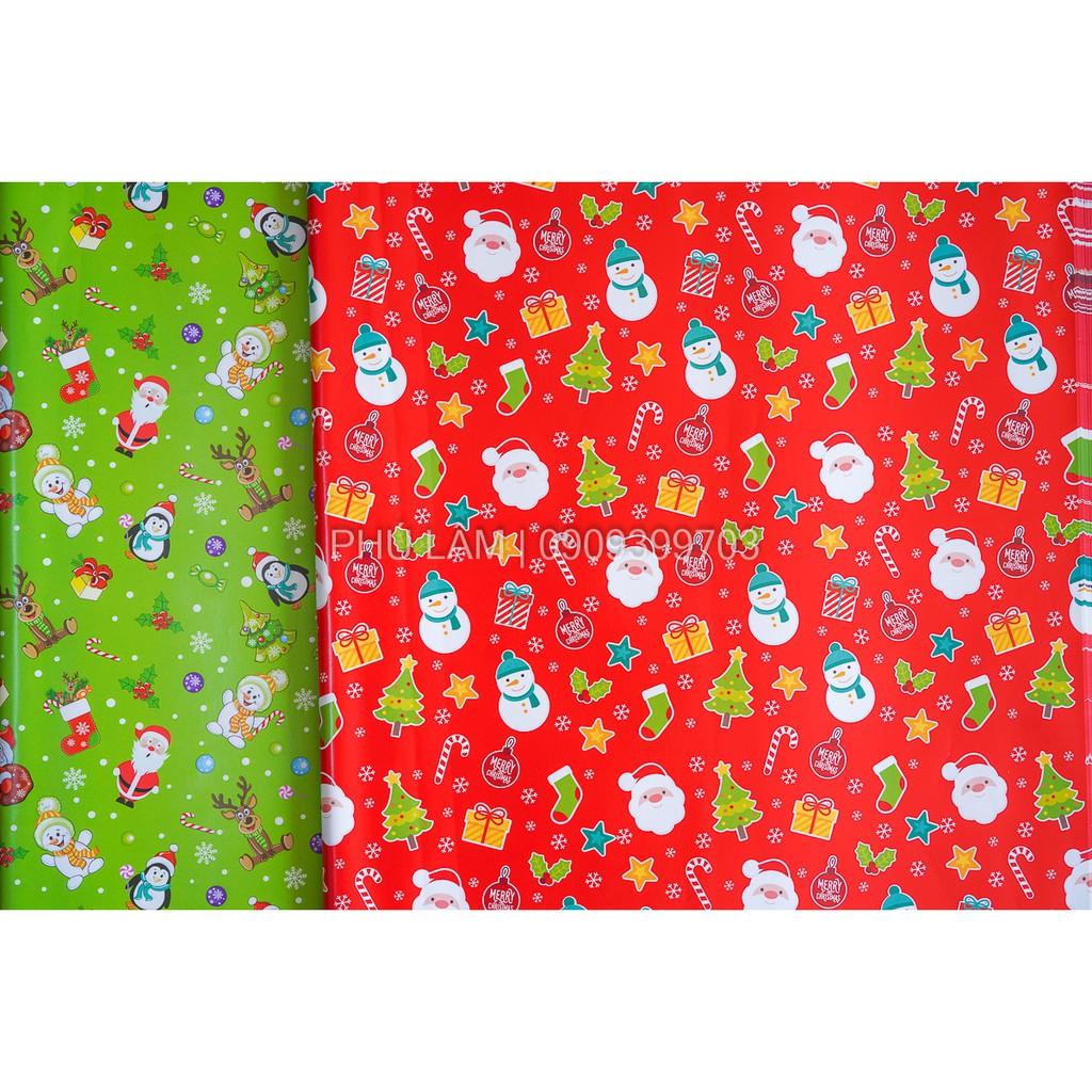 SET 5 TỜ GIẤY GÓI QUÀ mẫu Giáng Sinh 53cmx78cm GIẤY BÓNG | Set 5 Giấy gói quà kraft 50X70CM phong cách Châu Âu