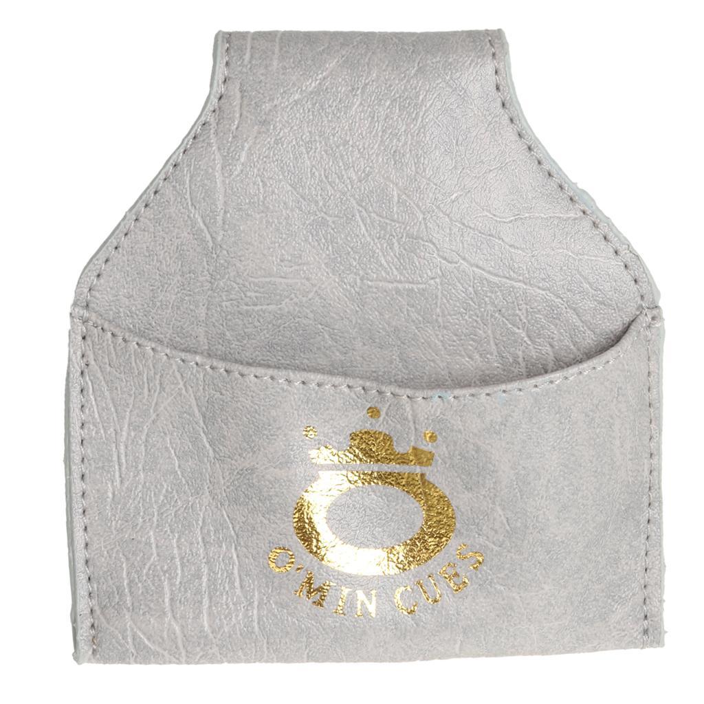 4x Billiard Snooker Pool Cue PU Leather Chalk Holder Pouch Bag Clip Gray