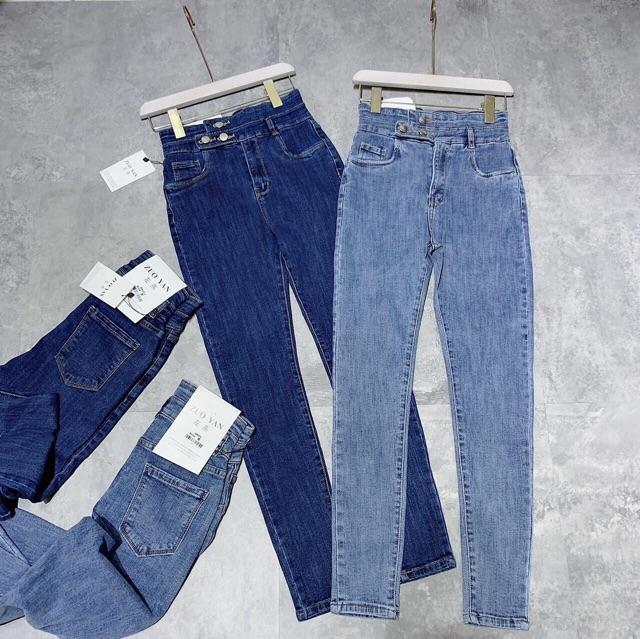 QUẦN JEANS ÔM CO GIÃN LƯNG CAO ĐEN TUYỀN- ảnh thật shop chụp